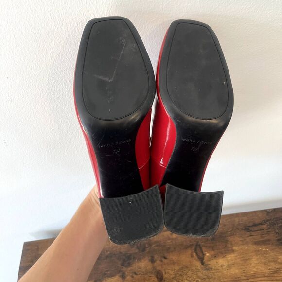 Marc Fisher Red Chunky Heel Pumps 7.5 - Picture 6 of 7